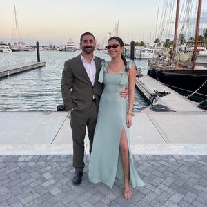 Reformation Mint Sage Tie-Shoulder Maxi Dress